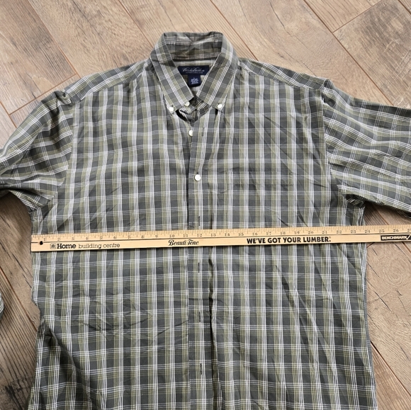 Brooks Brothers Men's Large 💯 Cotton  Green Plaid Button Down Shirt - Picture 8 of 9